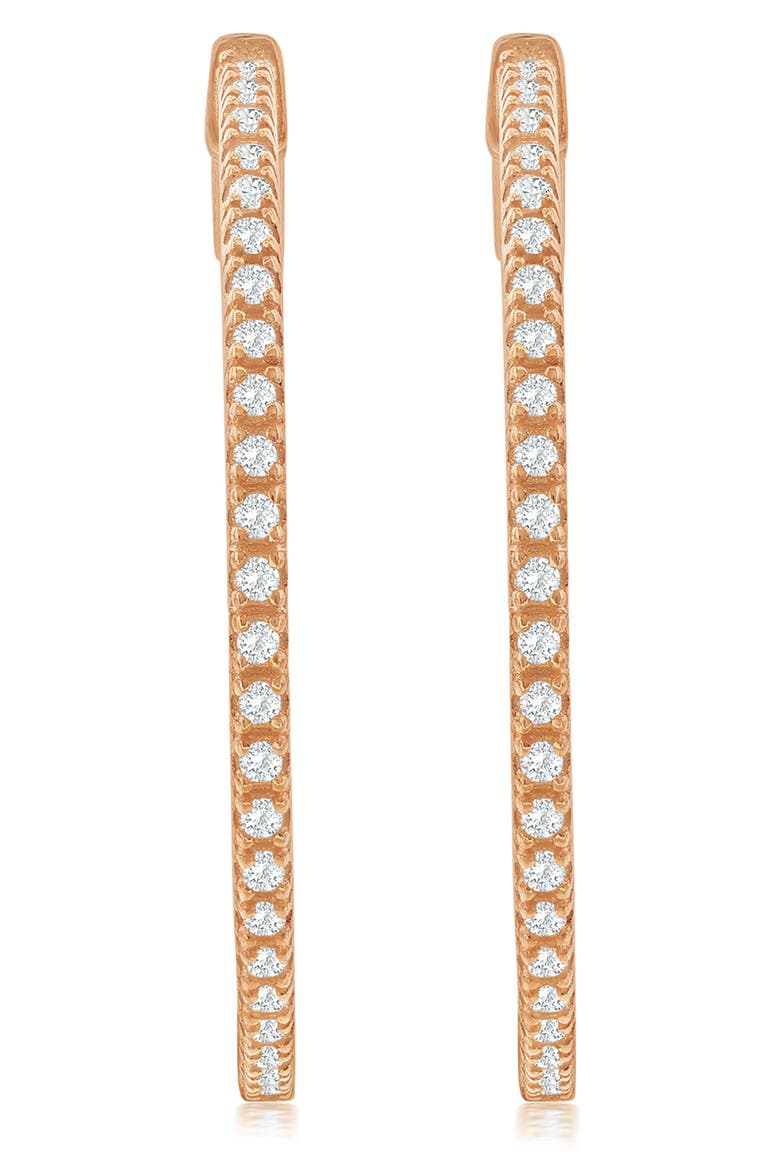 Rose Cubic Zirconia Hoop Earrings, Alternate, color, PINK