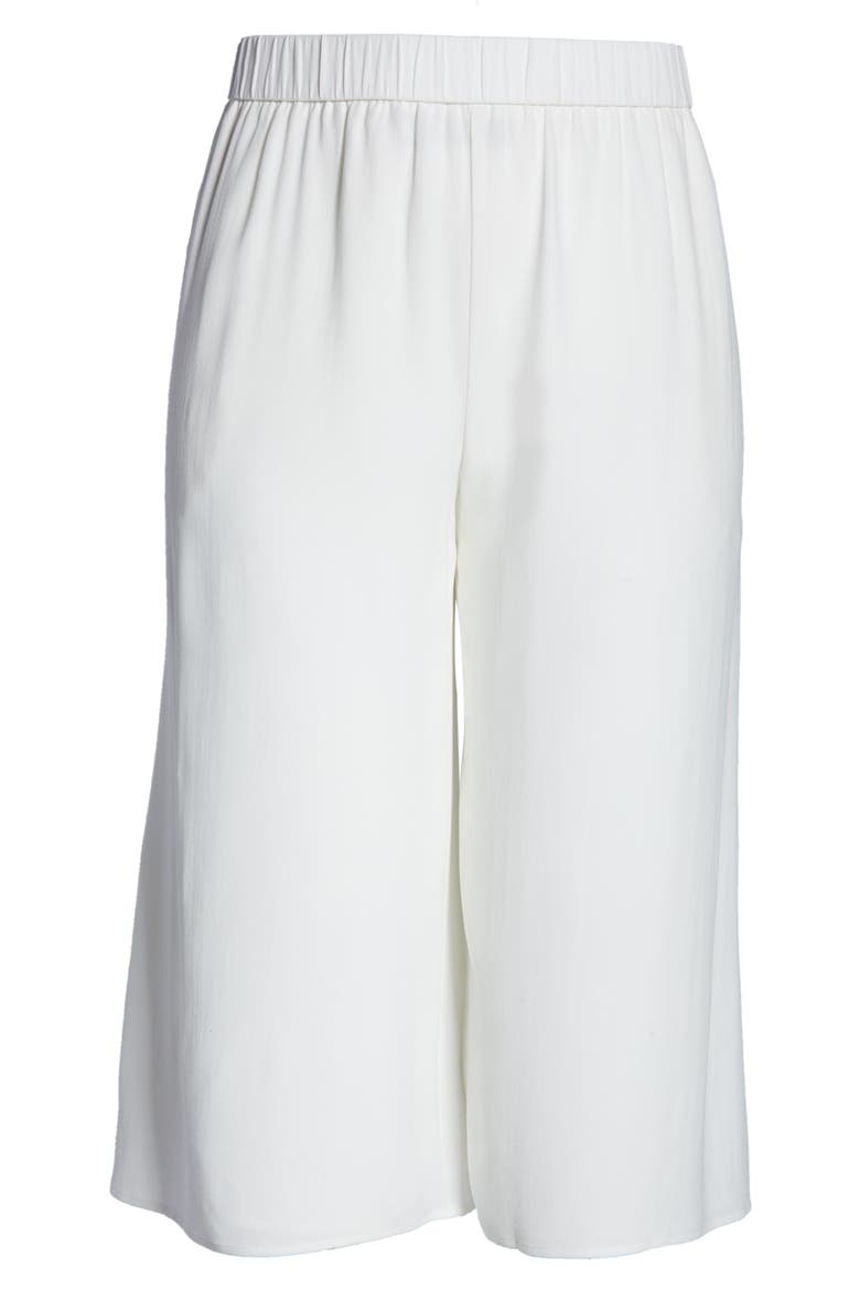 Wide Leg Crop Silk Pants, Alternate, color, IVORY