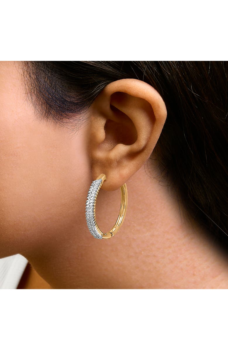 Haus of Brilliance 14K Yellow Gold Plated .925 Sterling Silver 1.0 Cttw Baguette Diamond Hoop Earrings, Alternate, color, Yellow Gold Over Silver