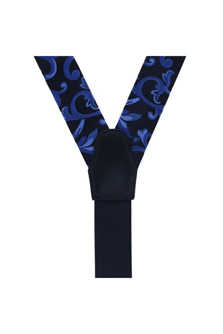Christian the Romantic Brocade Silk Button End Suspenders, Alternate, color, Royal Blue
