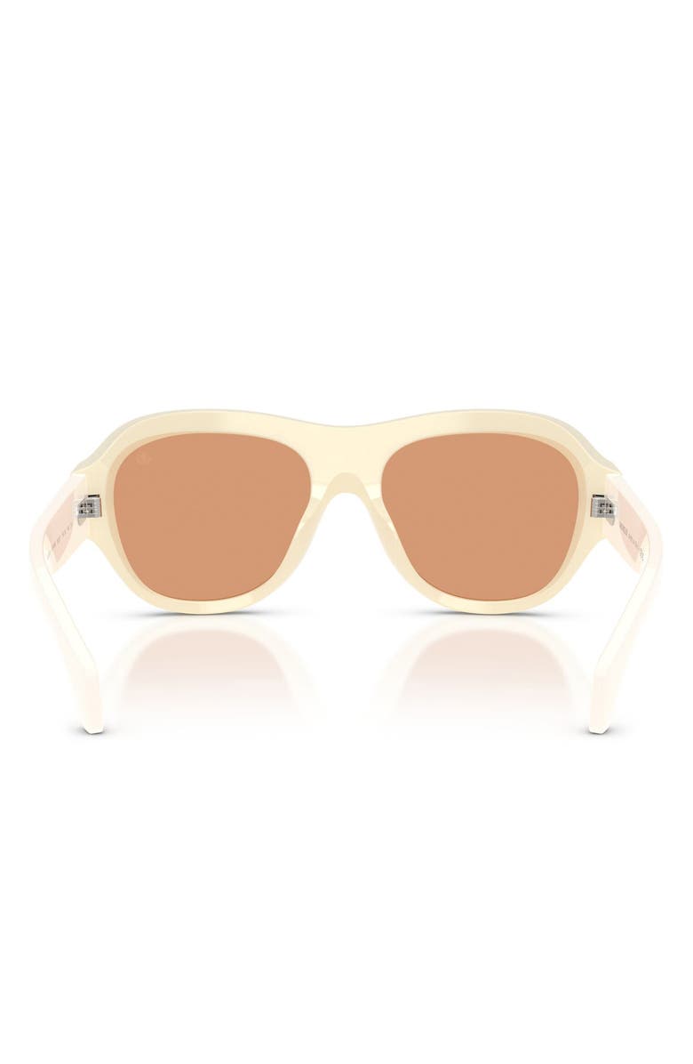 Moncler Elevane 56mm Irregular Sunglasses, Alternate, color, Opaline Vanilla / Warm Brown