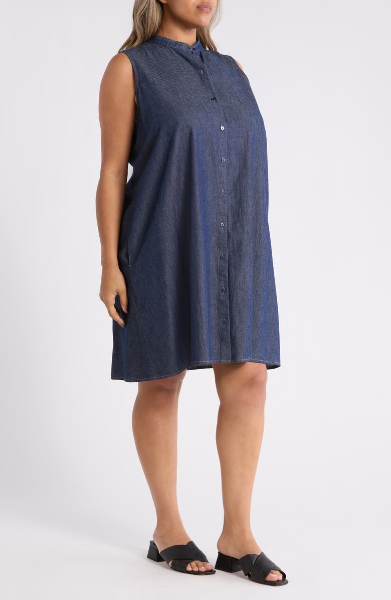 Eileen Fisher Sleeveless Denim Dress, Alternate, color, Dark Indigo