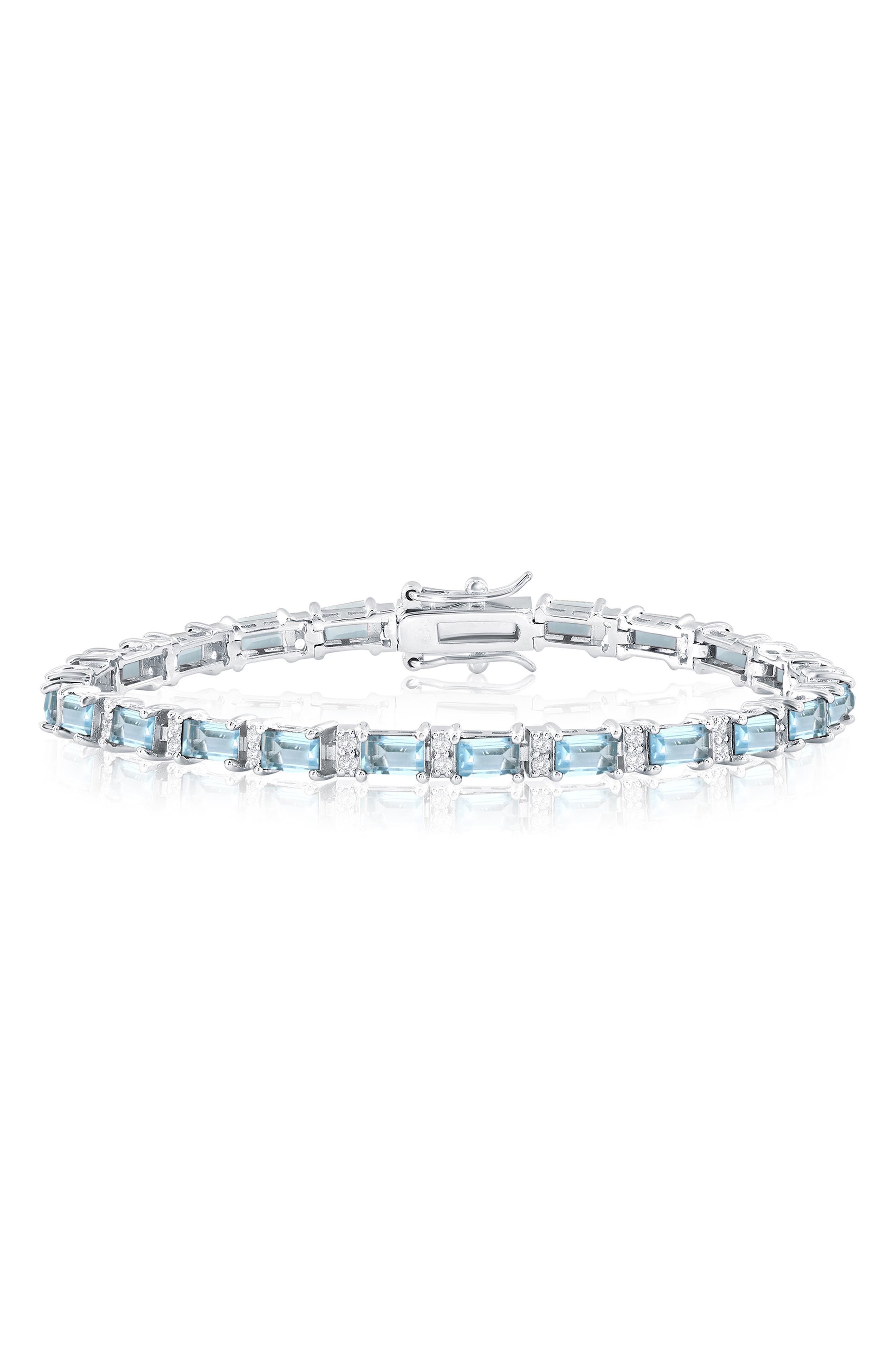 Emerald Cut Cubic Zirconia Sterling Silver Bracelet