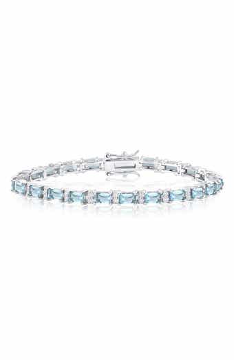 Emerald Cut Cubic Zirconia Sterling Silver Bracelet