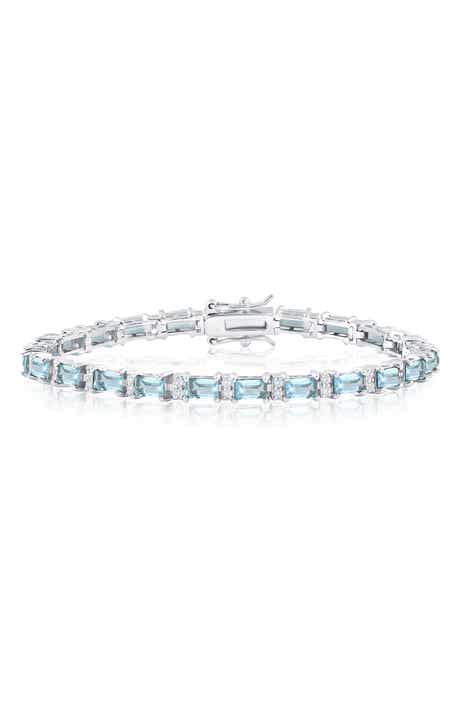 Emerald Cut Cubic Zirconia Sterling Silver Bracelet