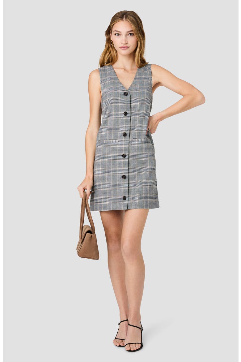 Matteo Plaid A-Line Minidress, Alternate, color, BLACK-OXFORD BLACK MULTI