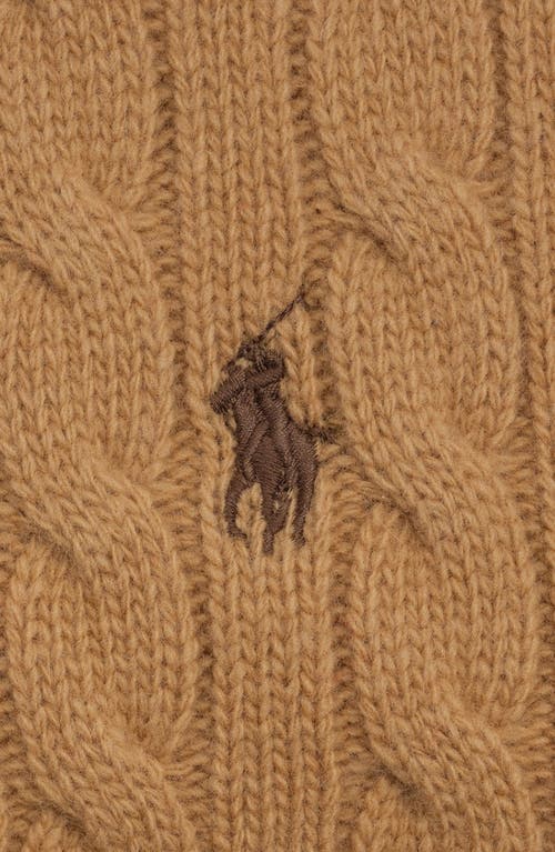 Polo Ralph Lauren Cable Merino Wool Blend Scarf In Brown