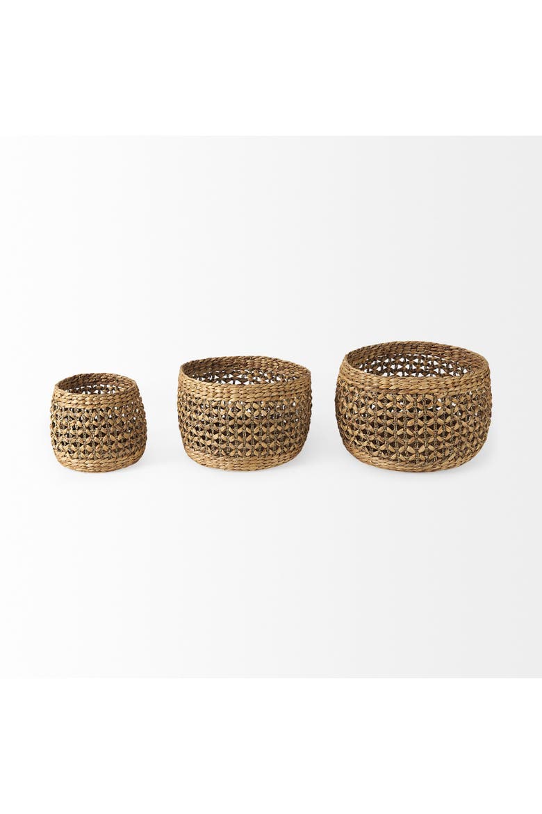 Dakota Set of 3 Seagrass Round Basket, Alternate, color, Brown
