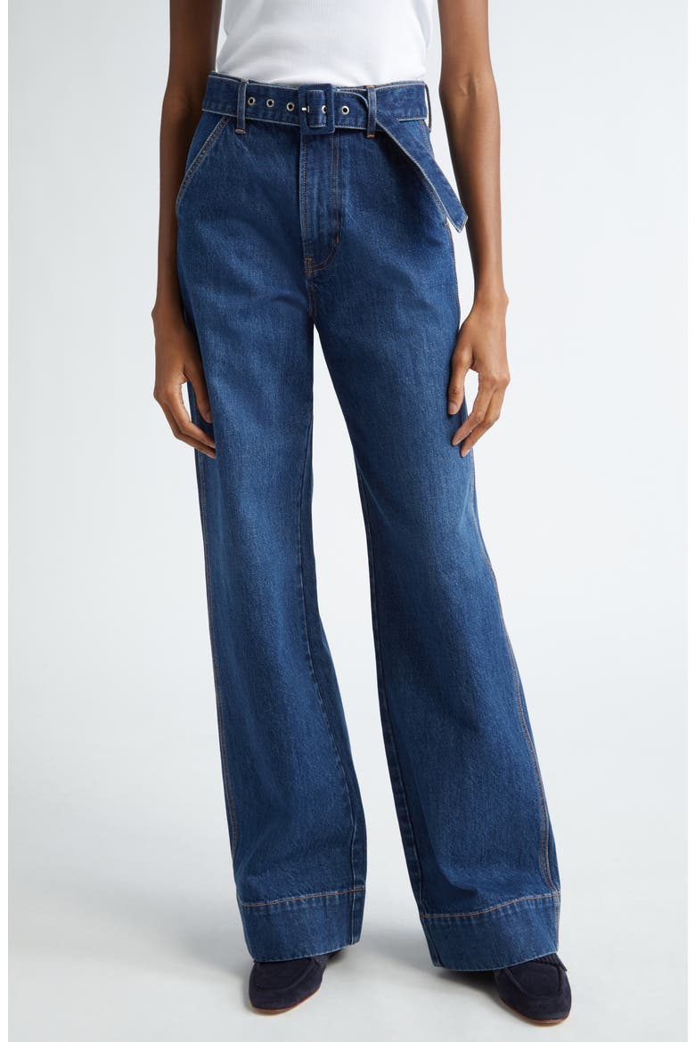 Taylor Belted High Waist Wide Leg Jeans, Main, color, DUSTED OXFORD