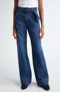 Veronica Beard Taylor Belted High Waist Wide Leg Jeans