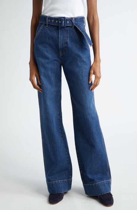 Veronica Beard Taylor Belted High Waist Wide Leg Jeans