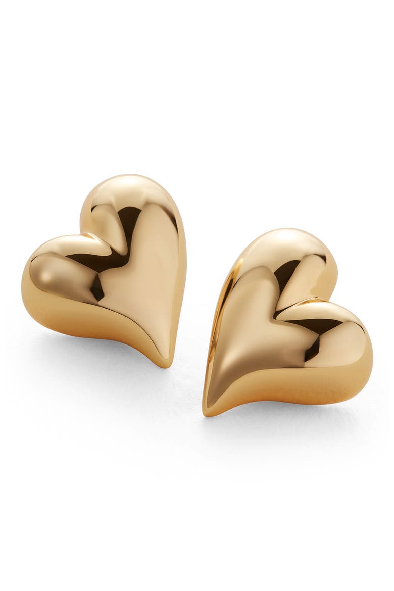 Art Heart Button Stud Earrings, Main, color, HIGH POLISH GOLD