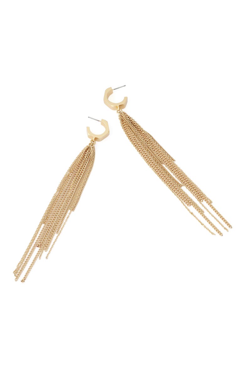 Hex Multichain Drop Earrings, Alternate, color, PEARL/ VINTAGE GOLD