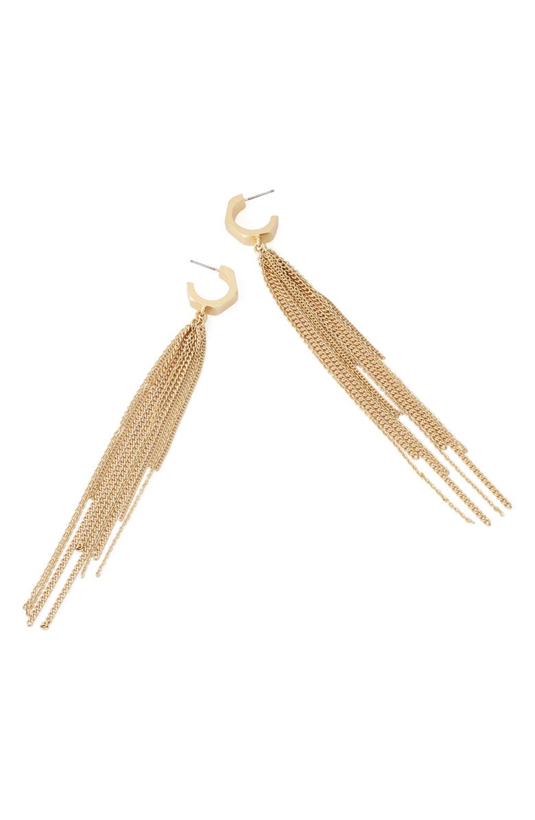AllSaints Hex Multichain Drop Earrings, Alternate, color, Pearl/ Vintage Gold