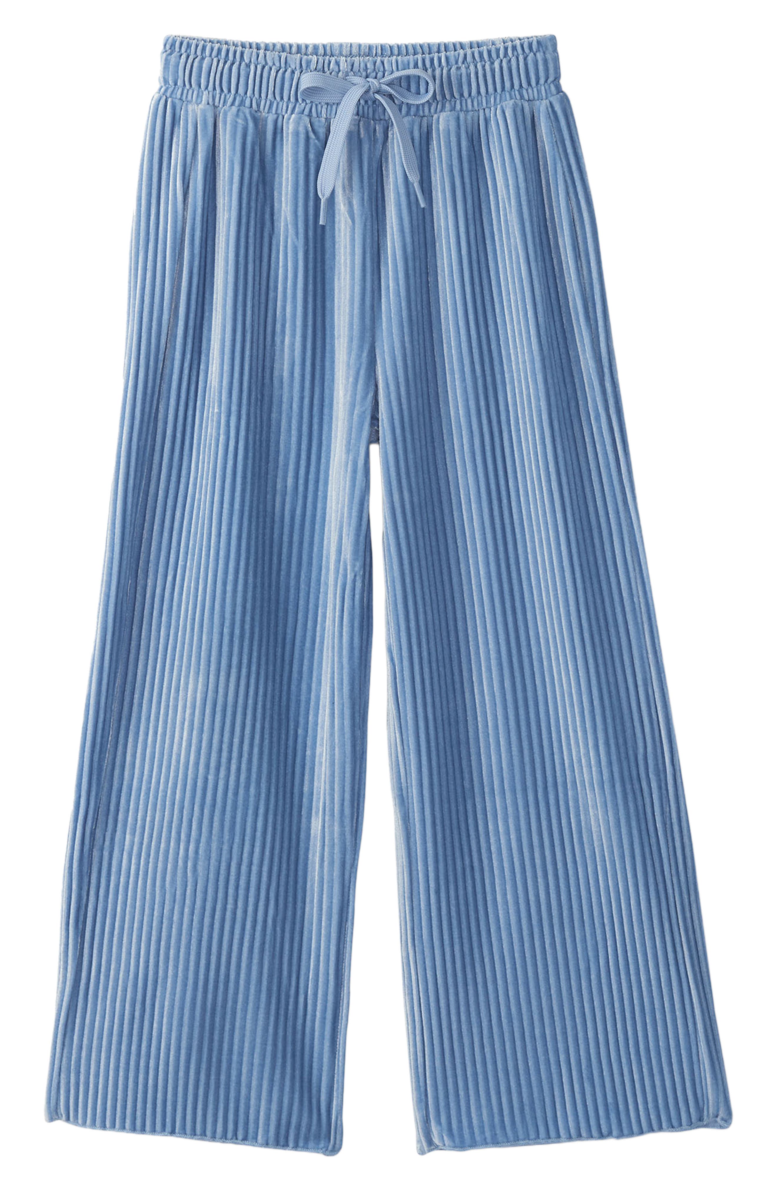 Kids' Pleated Velour Wide Leg Pants