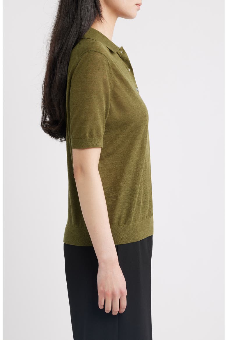Semisheer Linen Blend Polo, Alternate, color, FOREST MOSS