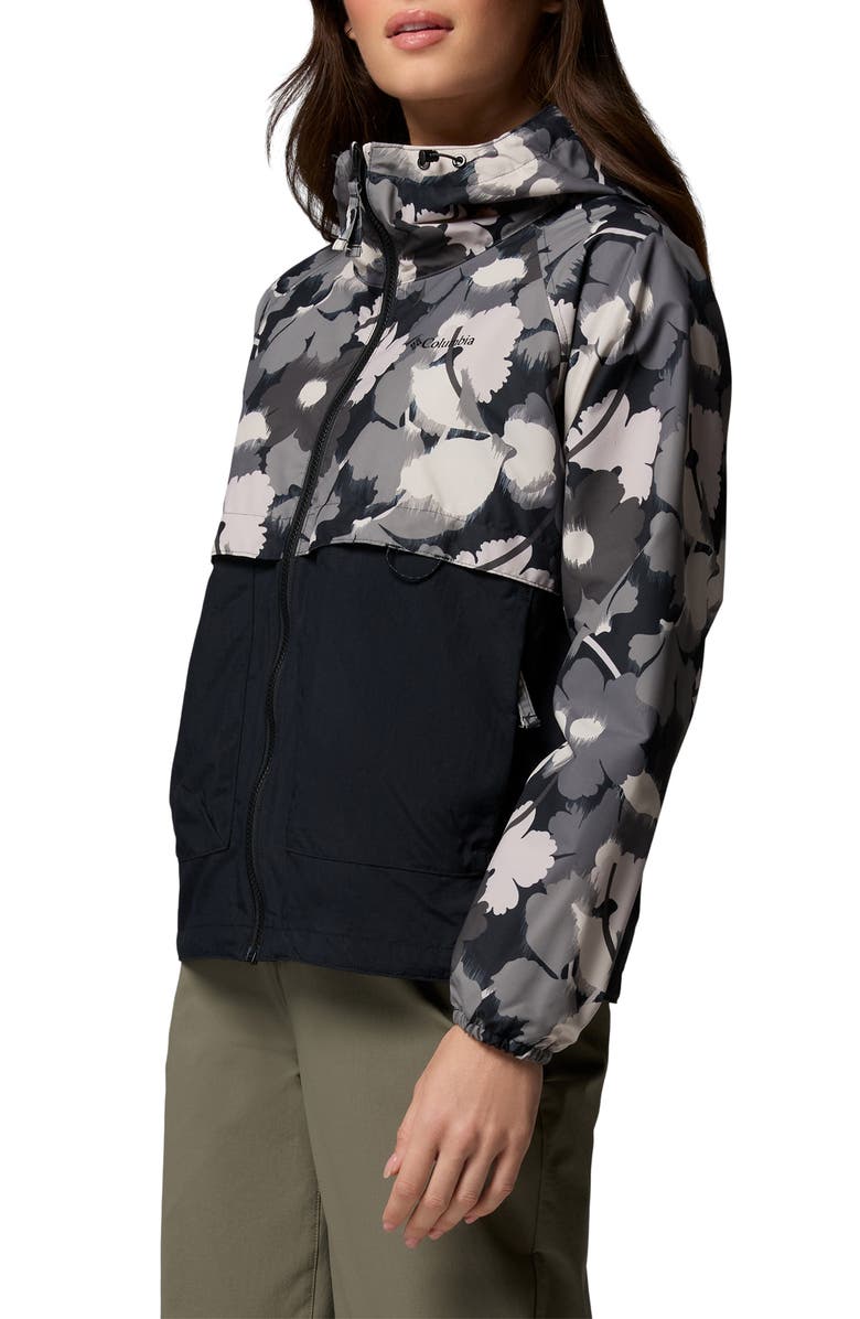Columbia Spire Valley Print Water Repellent Windbreaker, Alternate, color, Black Ikatbloom Print/ Black