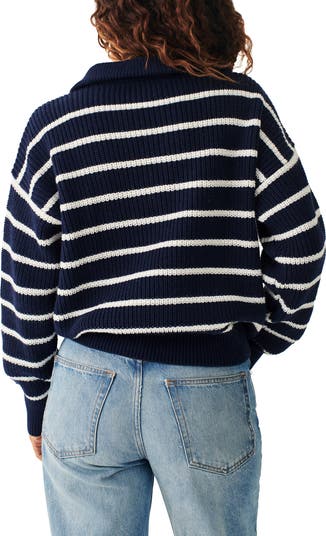 Mariner Stripe Quarter Zip Sweater
