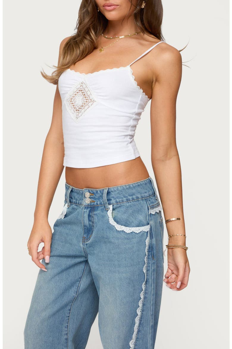Morena Lace Trim Camisole, Alternate, color, WHITE
