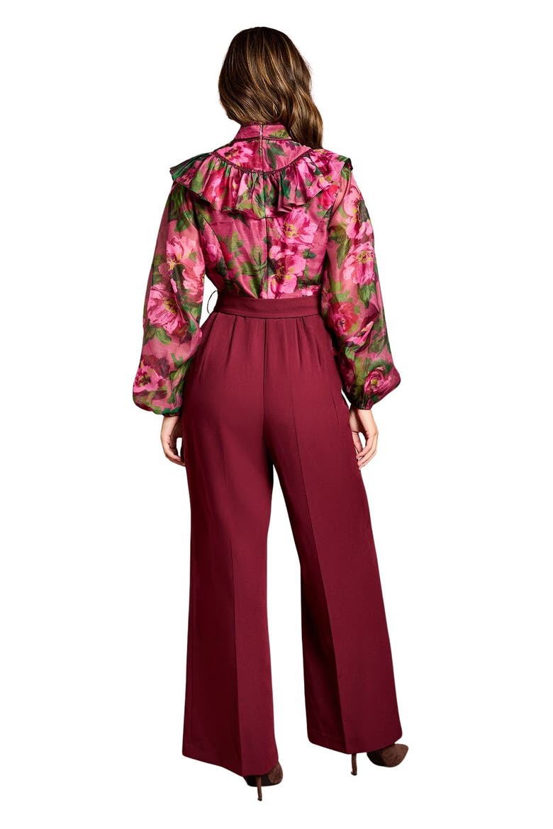 Organza Blouse Jumpsuit, Alternate, color, Plum