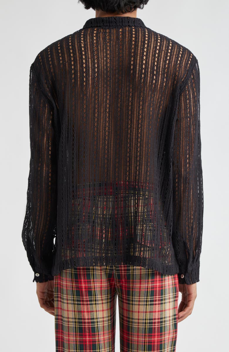 Bode Meandering Lace Button-Up Shirt, Alternate, color, 