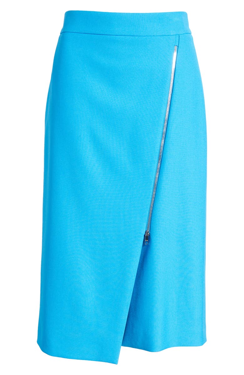 BOSS Vemboka Asymmetric Zip Pencil Skirt, Alternate, color, Brilliant Blue
