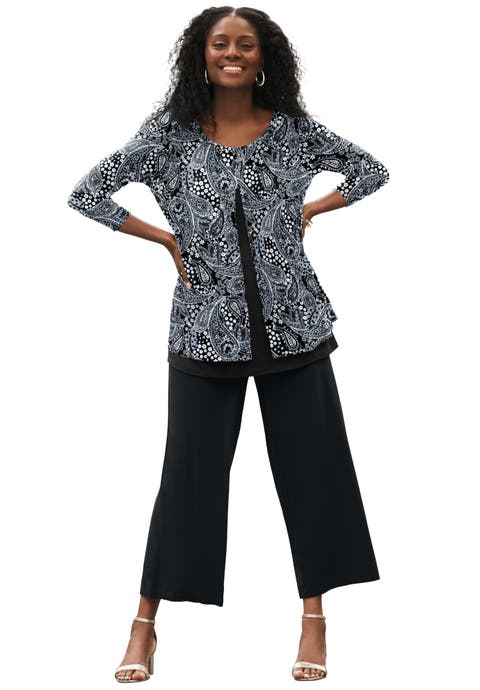 Crew Neck Double Layered Tunic (Plus Available)