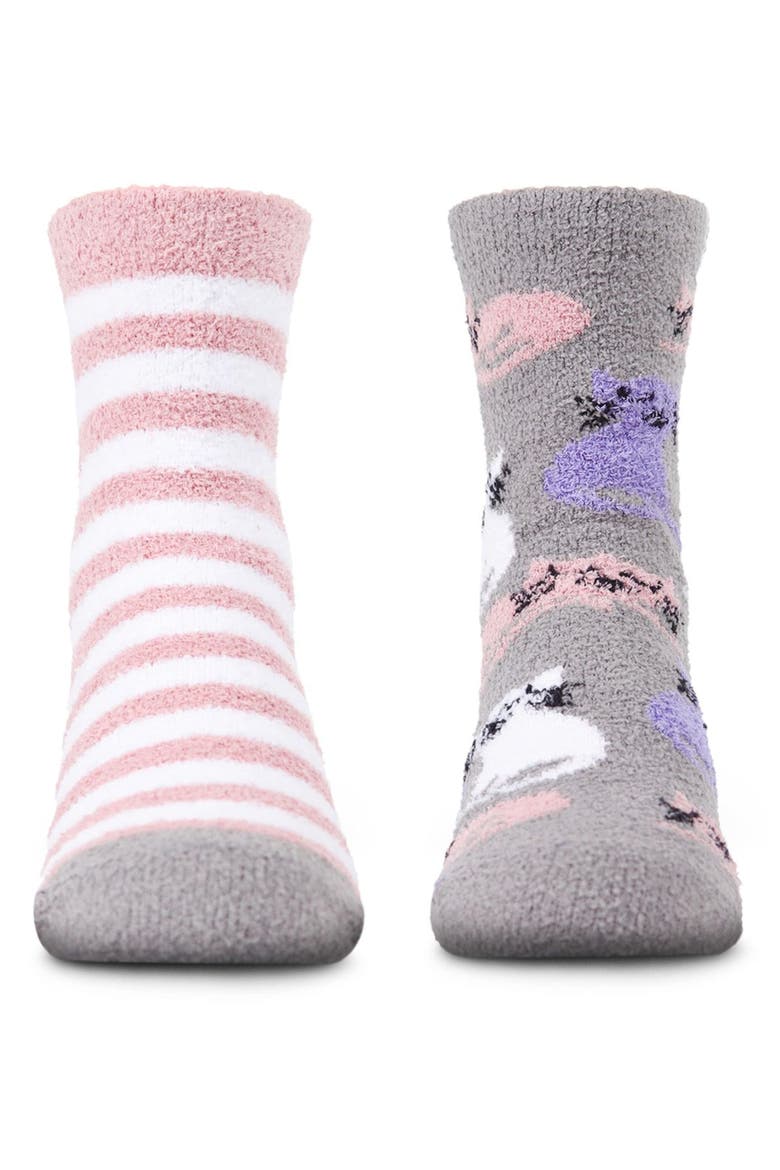 Kitty Cats Fuzzy Mid-Cut Socks 2-Pack, Alternate, color, Gray