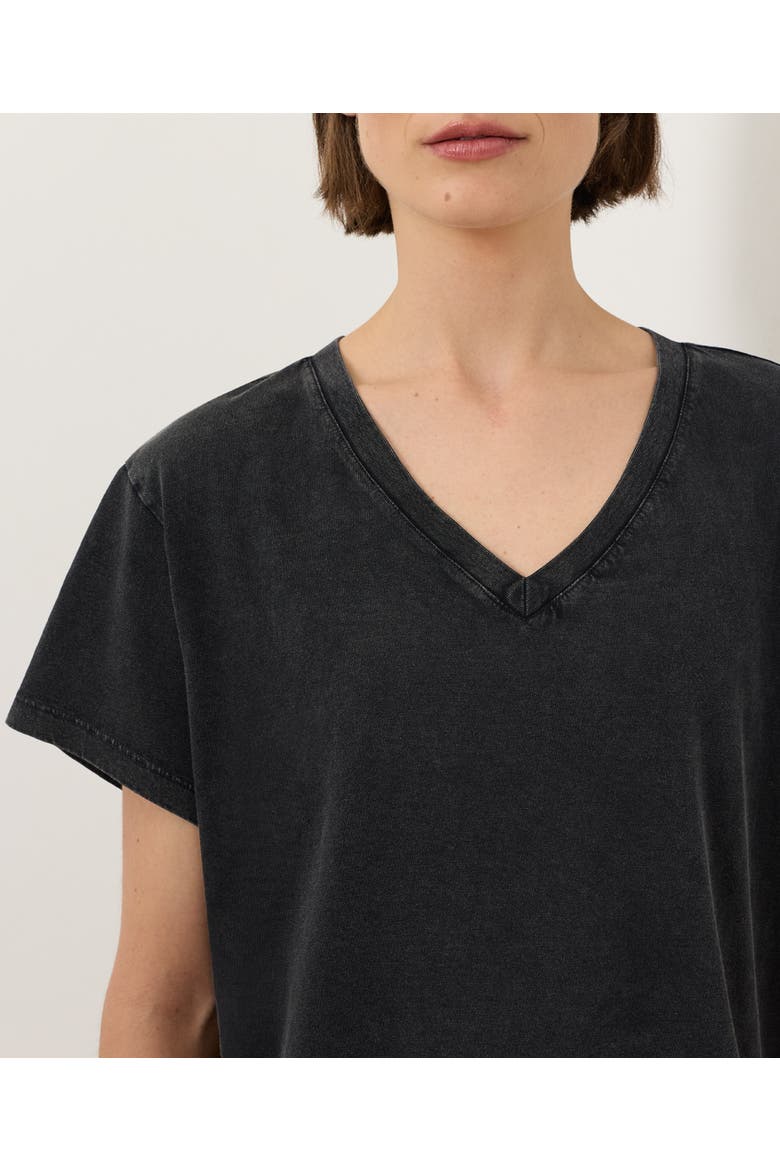 Organic Cotton Vintage Jersey V-Neck Tee, Alternate, color, Washed Black
