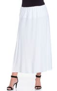 24seven Comfort Apparel Plus Size Comfortable Fit Elastic Waist Maxi Skirt
