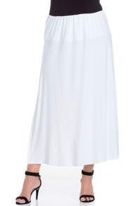 24seven Comfort Apparel Plus Size Comfortable Fit Elastic Waist Maxi Skirt