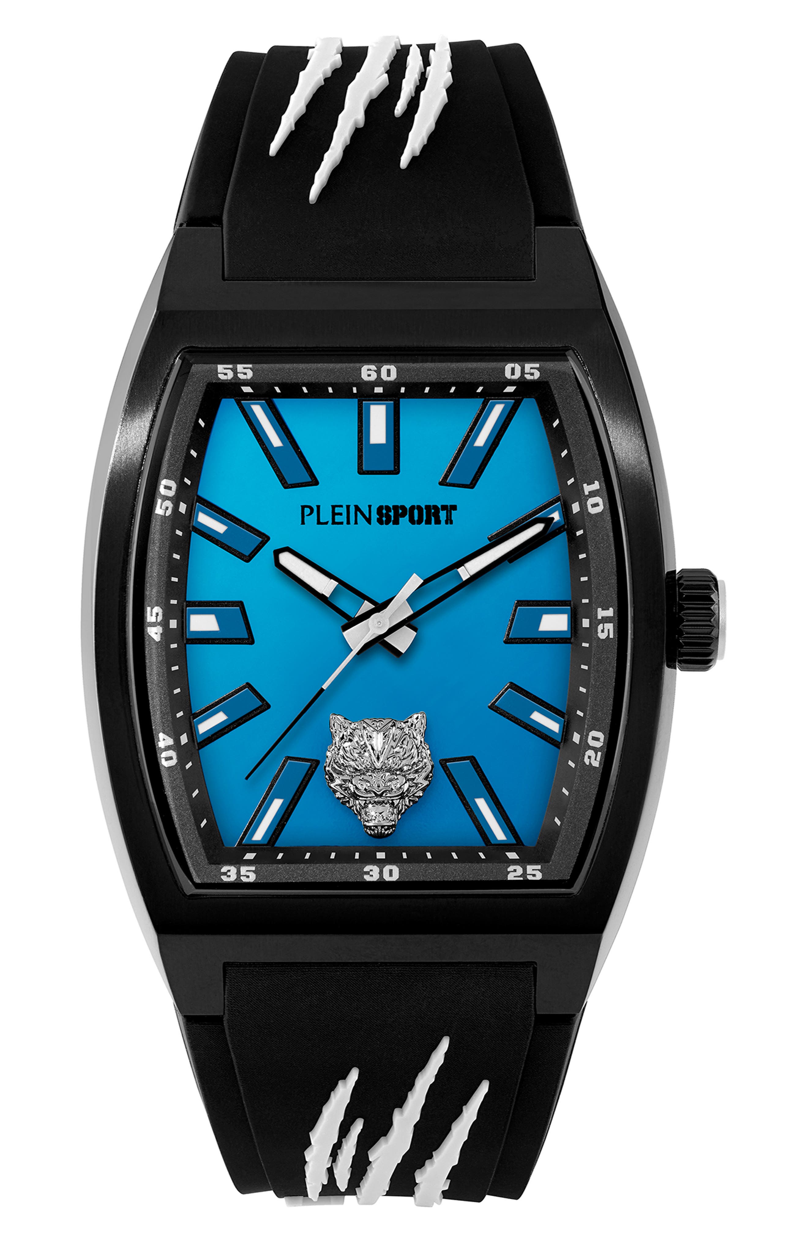 PLEIN SPORT Three-Hand Quartz Silicone Strap Watch, 40mm