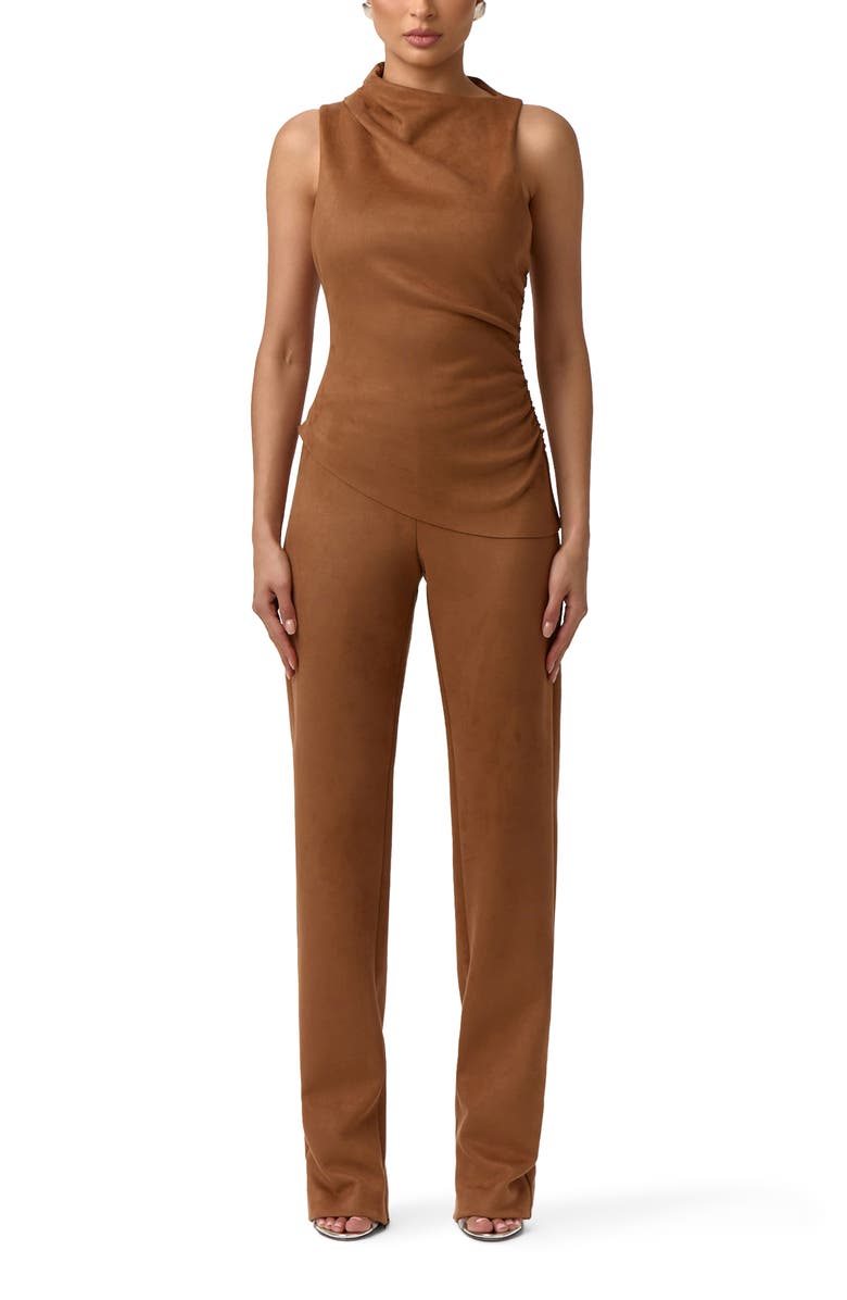 Naked Wardrobe Faux Suede Straight Leg Pants, Alternate, color, Mocha