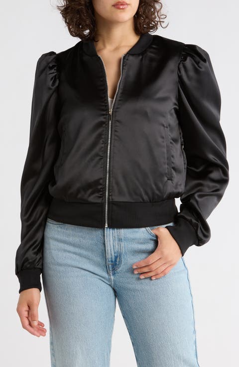 Amma Crop Satin Bomber Jacket
