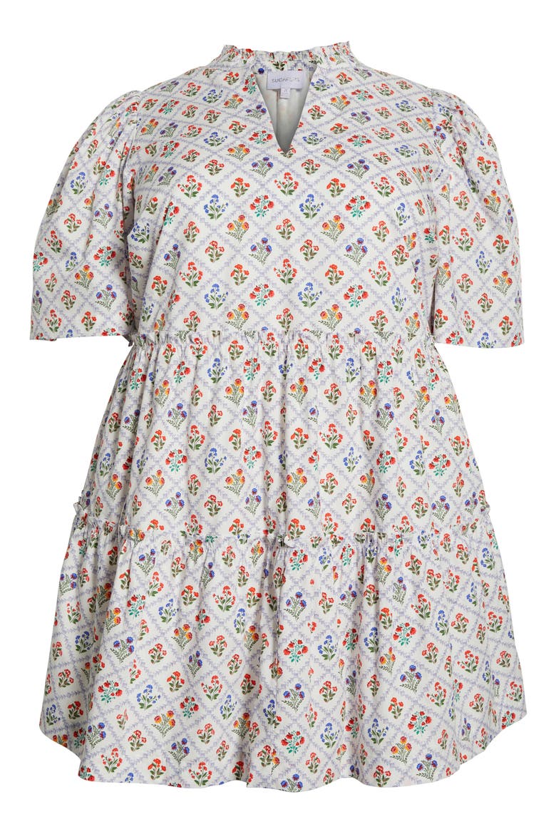 Lara Floral Dixie Tiered Cotton Dress, Alternate, color, WHITE/ MULTI