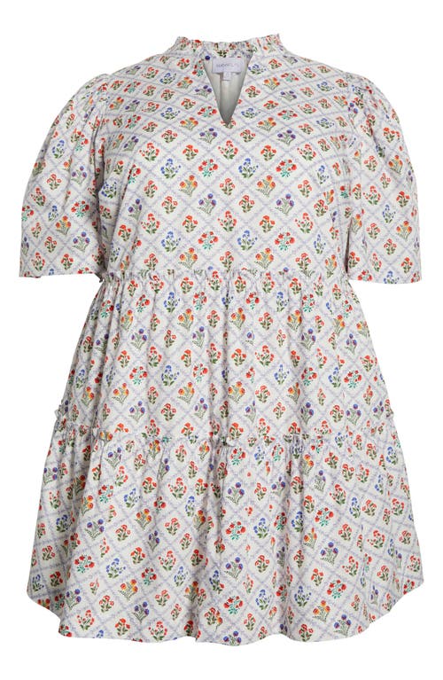 Sugarlips Lara Floral Dixie Tiered Cotton Dress In Neutral