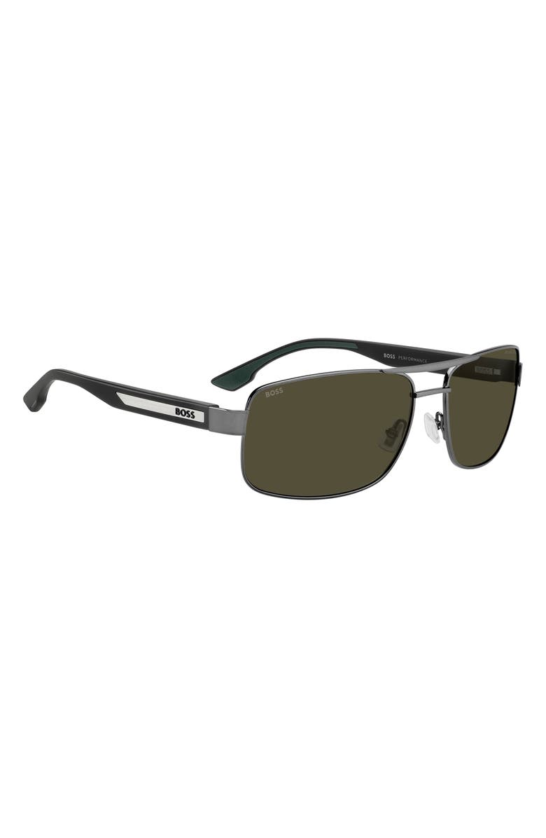 BOSS 62mm Navigator Sunglasses, Alternate, color, Dark Ruthenium/ Green