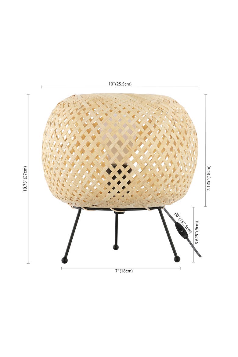 Palma Bohemian Rustic Iron/Rattan LED Mini Table Lamp with Smart Bulb, Alternate, color, Light Brown/Black