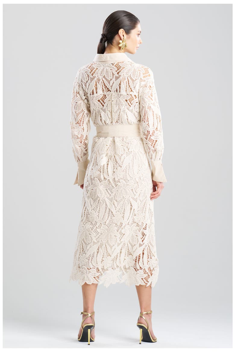 Crochet Lace Button Down Oversize Shirt Dress, Alternate, color, PARCHMENT