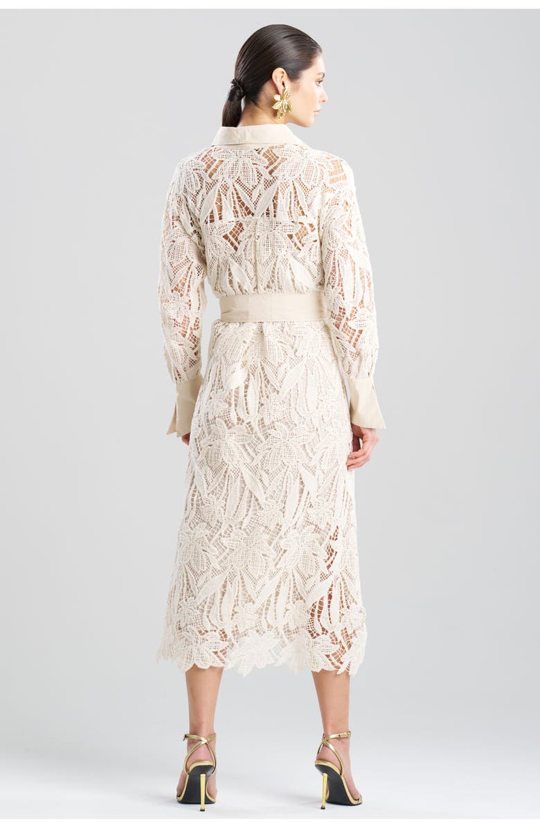 Natori Crochet Lace Button Down Oversize Shirt Dress, Alternate, color, Parchment