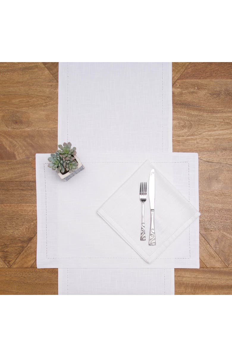 C&F Home Hemstitch Solid White Everyday Runner 72" x 14", Alternate, color, White