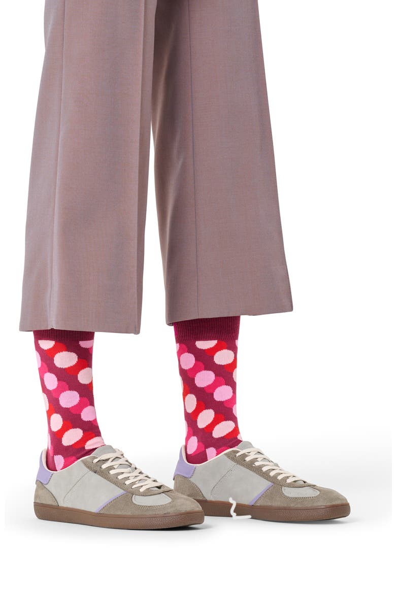 Big Dot Shade Cotton Blend Crew Socks, Alternate, color, DARK RED