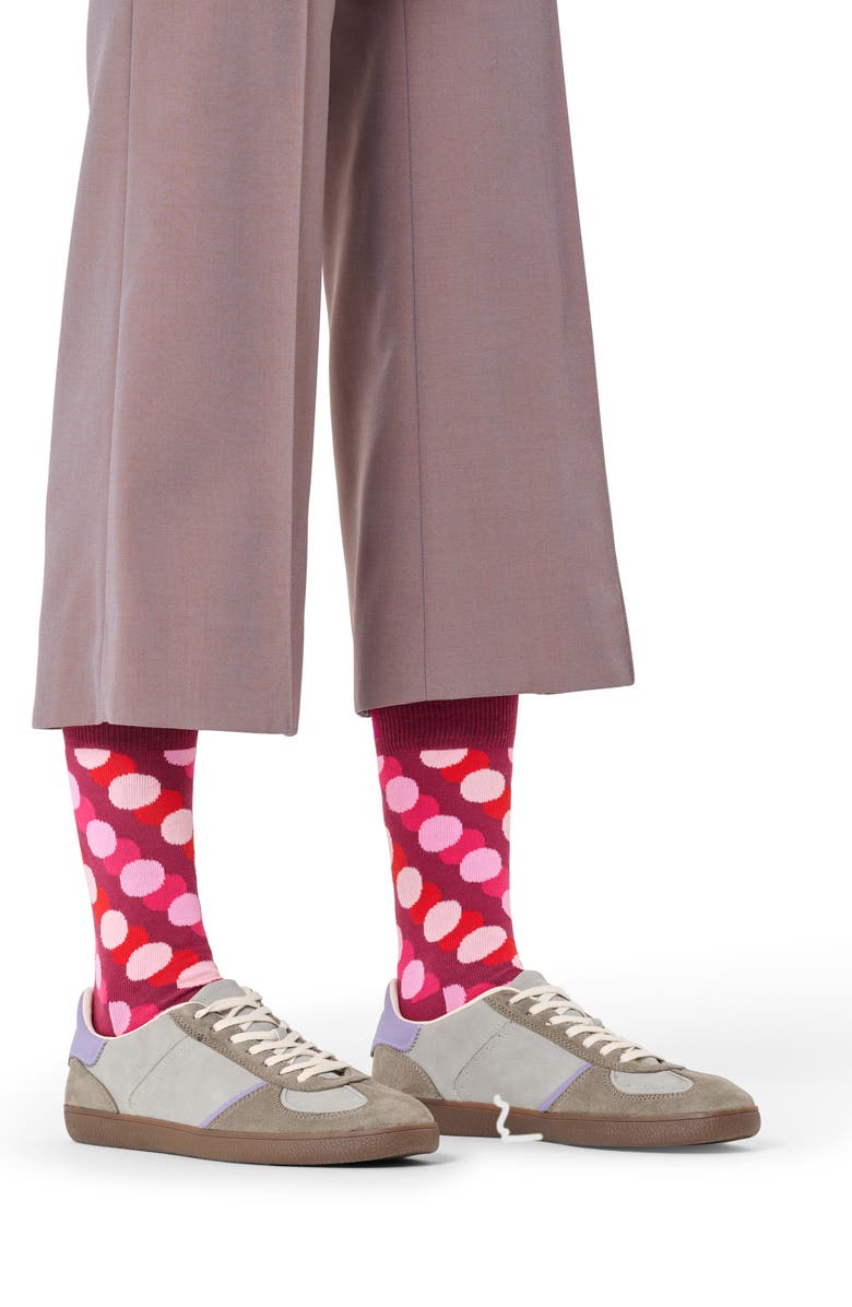 Happy Socks Big Dot Shade Cotton Blend Crew Socks, Alternate, color, Dark Red