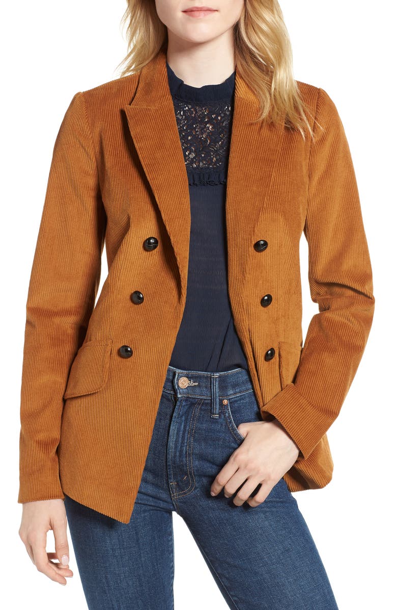 Chelsea28 Double Breasted Corduroy Blazer, Main, color, 