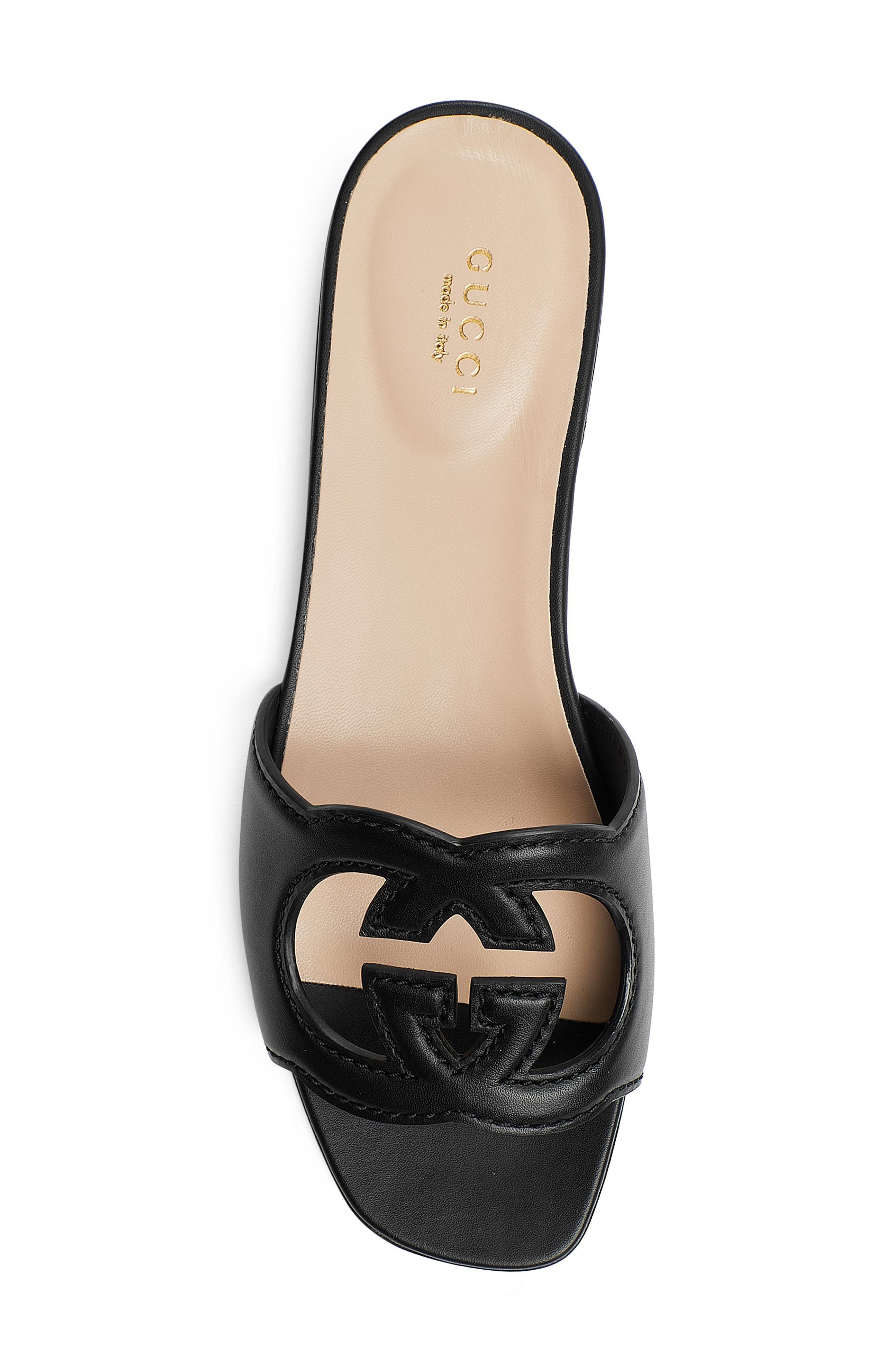 Gucci Interlocking G Cutout Slide Sandal, Alternate, color, Black