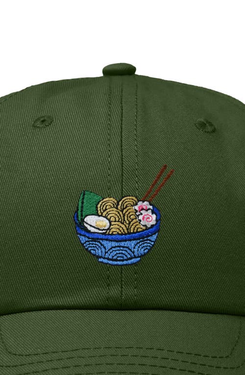 Dalix Noodles Embroidered Casual Cap In Olive