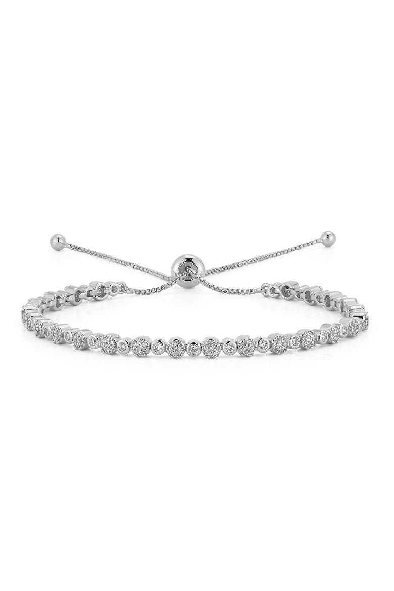 Cubic Zirconia Adjustable Bracelet, Main, color, SILVER
