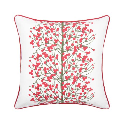 Christmas Berries Printed Throw Pillow, 18" x 18"