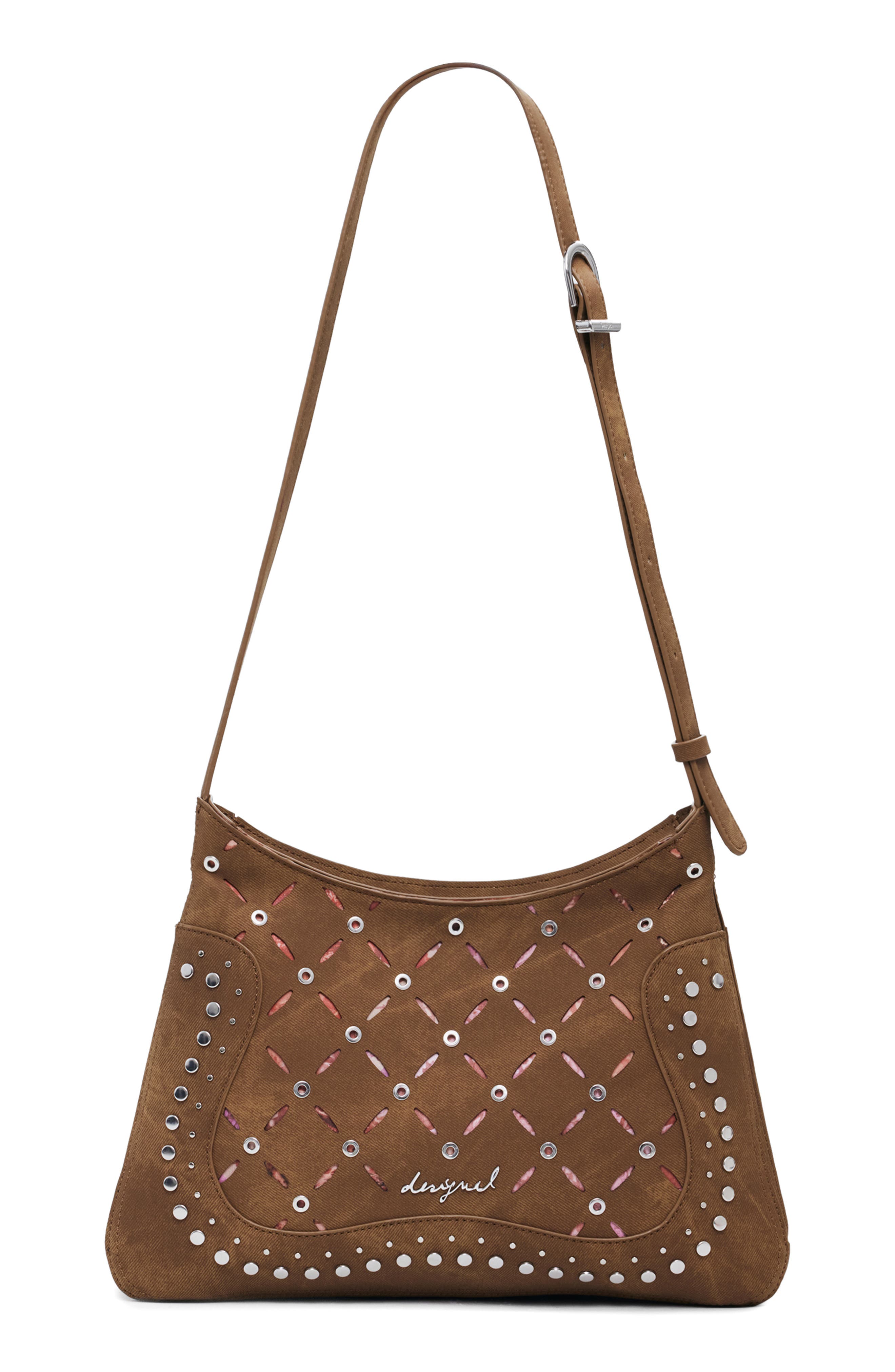 Desigual Faux Leather Crossbody Bag, Main, color, Camel