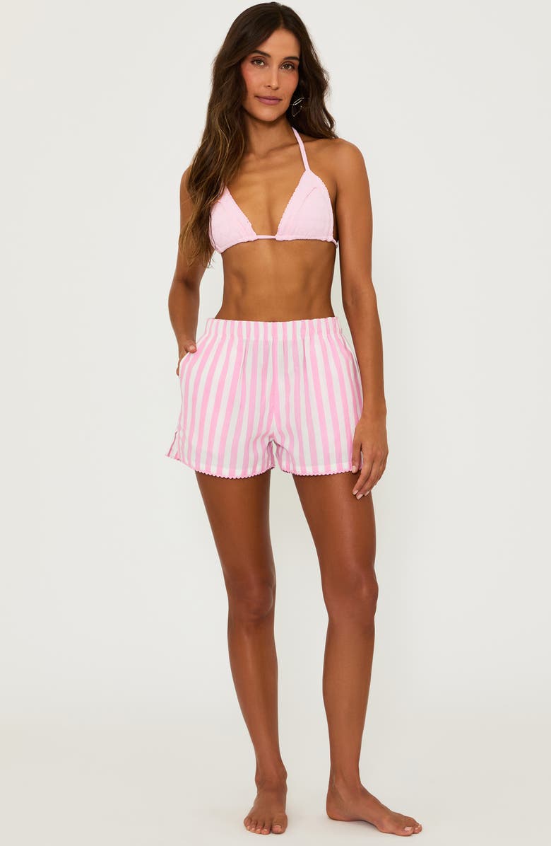 Beach Riot Tia Stripe Cotton Cover-Up Shorts, Alternate, color,